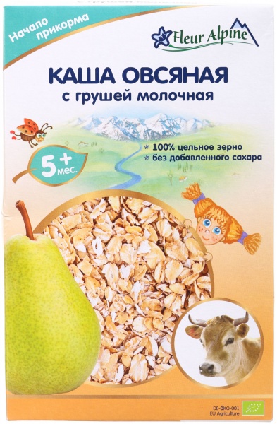 Каша молочная Fleur Alpine от 5 месяцев Organic овсяная с грушей 200 г 