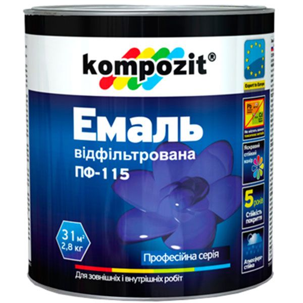 Эмаль Kompozit алкидная ПФ-115 шоколадный глянец 0,25кг