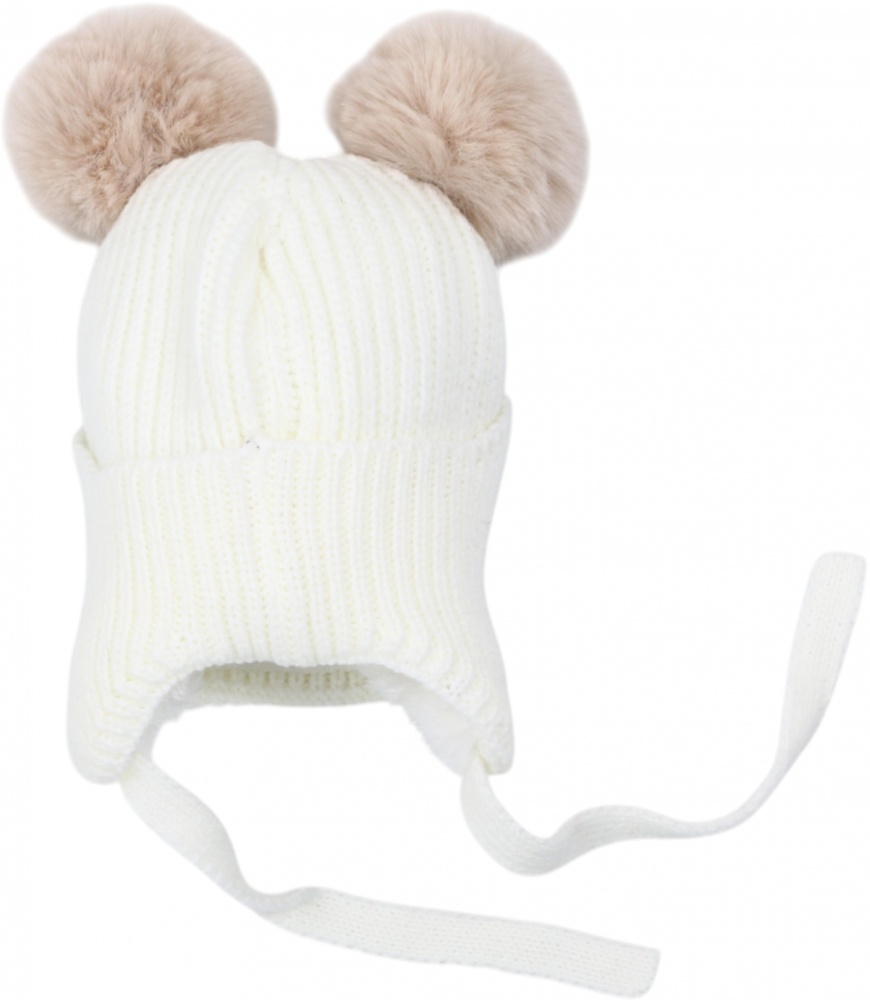 Шапка HW дитяча з мотузочками р.48-50 молочний