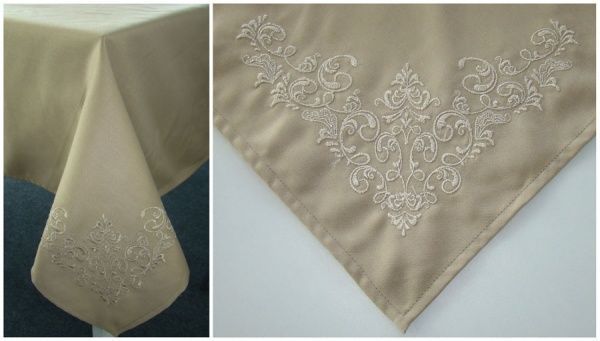 Скатерть «Вензель» 926-18/00 140x180 см бежевый Эдельвика 