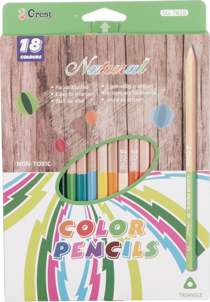 Набір кольорових олівців Nature 18 шт зелений