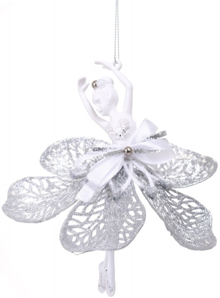 Подвеска Балерина декор Элит 9х12х3 см серебряный