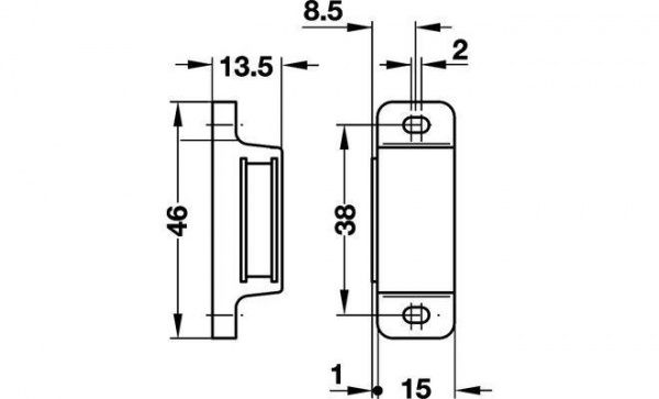 Фиксатор мебельный магнитный 3 кг белый 2 шт. Hafele 2 шт.