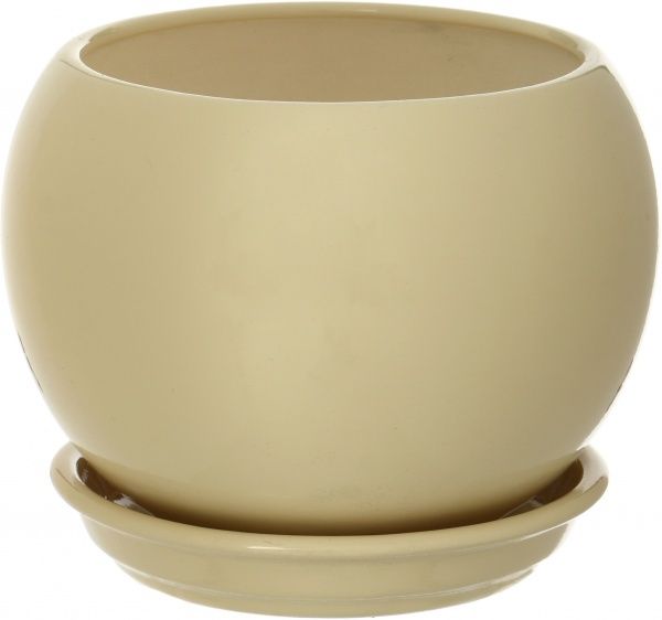 Горшок керамический Ориана-Запорожкерамика Шар глянец круглый 1,4л бежевый (037-2-097) 