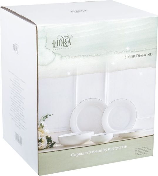 Сервиз столовый Silver Diamond на 6 персон 25 предметов Fiora