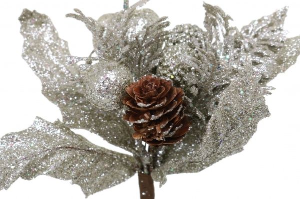 Декорація новорічна Пучечок з листочками на стіку 17 см EPI-EYK6-434 