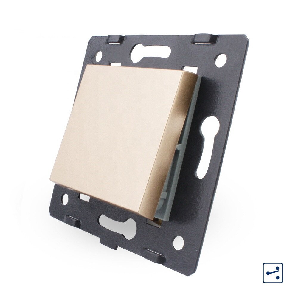 Механизм выключателя проходной одноклавишный Livolo C7 без подсветки золотой C7-K1S-13