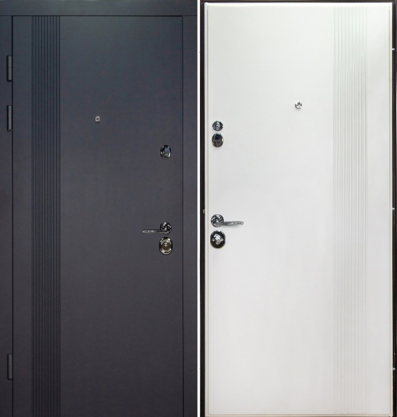 Двері вхідні Булат Статус 245 графіт матовий / білий супермат 2050x950 мм ліві