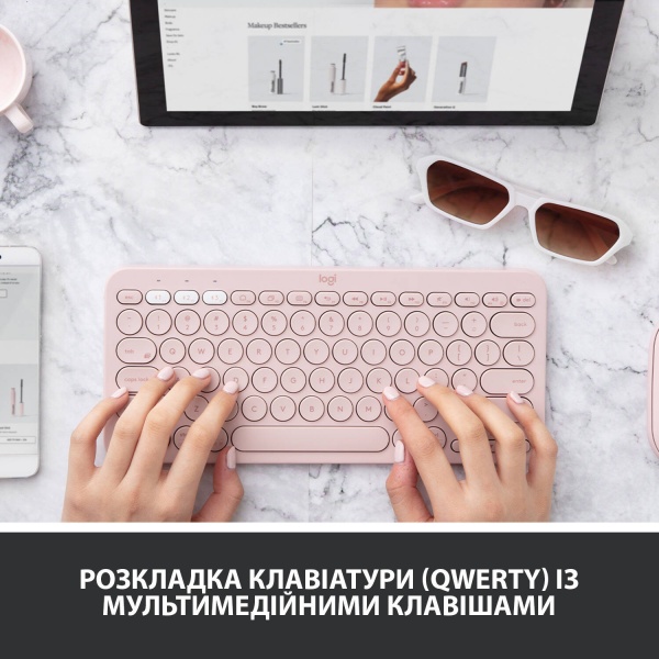 Клавіатура Logitech K380 Multi-Device Bluetooth UA (L920-009867) rose 