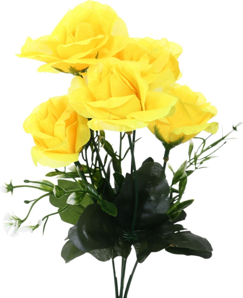 Букет роз искусственный 5 цветков желтый 29 см
