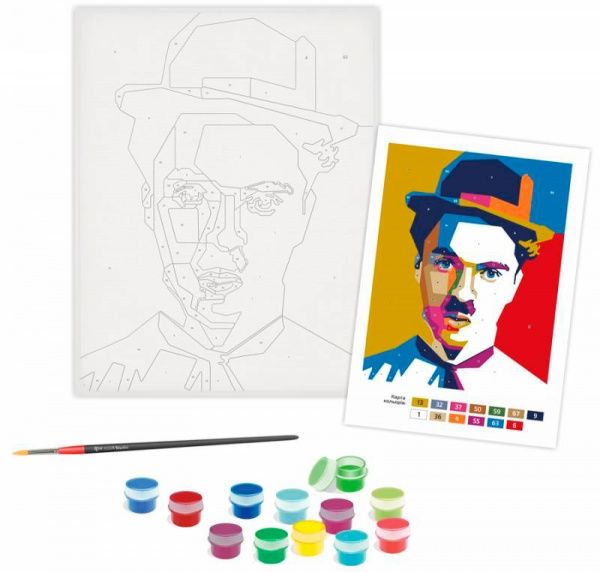 Набір, техніка акриловий живопис за номерами Чарлі Чаплін Rosa Start 