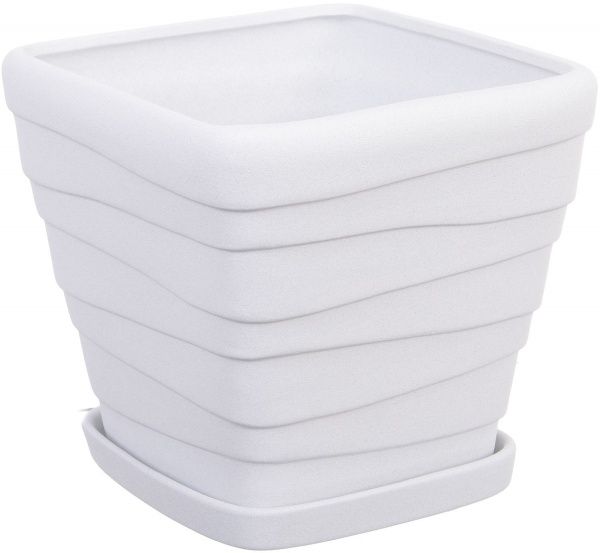 Горшок Ориана-Запорожкерамика Квадрат №3 Волна крошка квадратный 4,5 л белый 