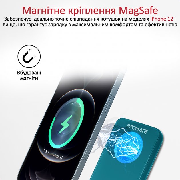 Портативное зарядное устройство Promate PowerMag-10+ 10 m/Ah blue (powermag-10+.blue)