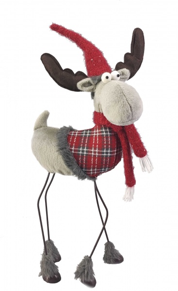 Декорація новорічна Jiamei Group лось червоний із бежевим 75 см 