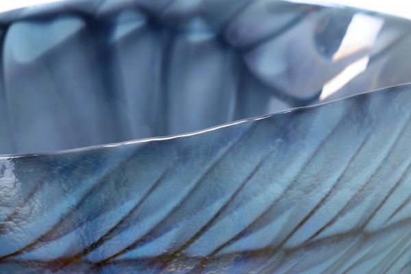 Ваза Yalos Murano BELUS 30 см бирюзовая с черными нитями и перламутровым эффектом 