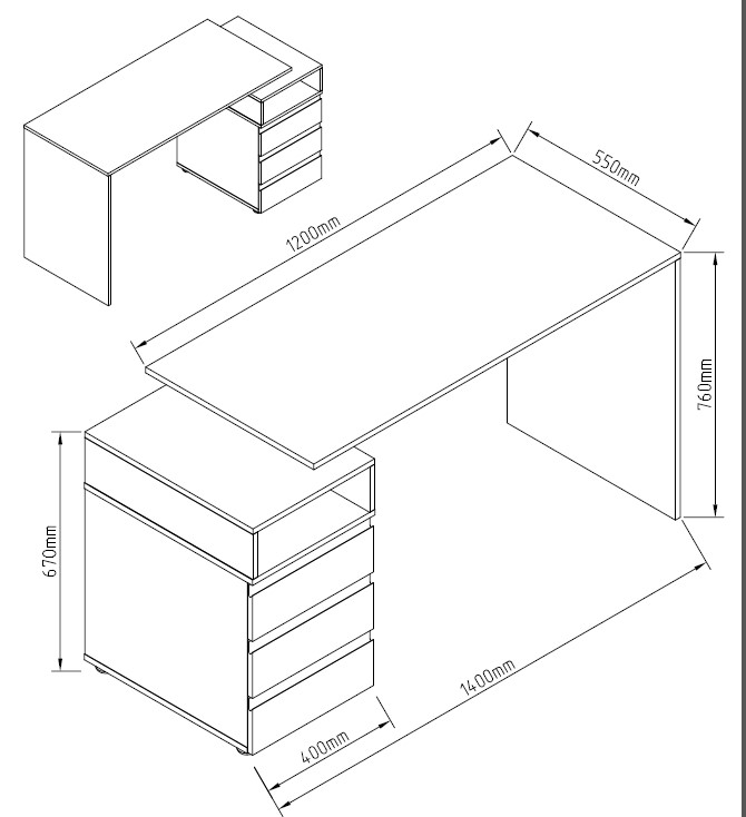 Стол письменный Світ Меблів Фрида 1ТН 750х1450х550 мм тоффи/