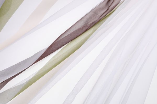 Ткань тюлевая полоски на сетке 300 см кремовая 