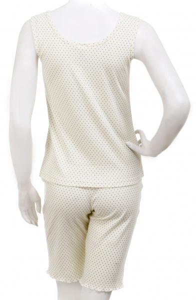 Комплект домашний женский Горошек голубой майка и шорты р. M молочный