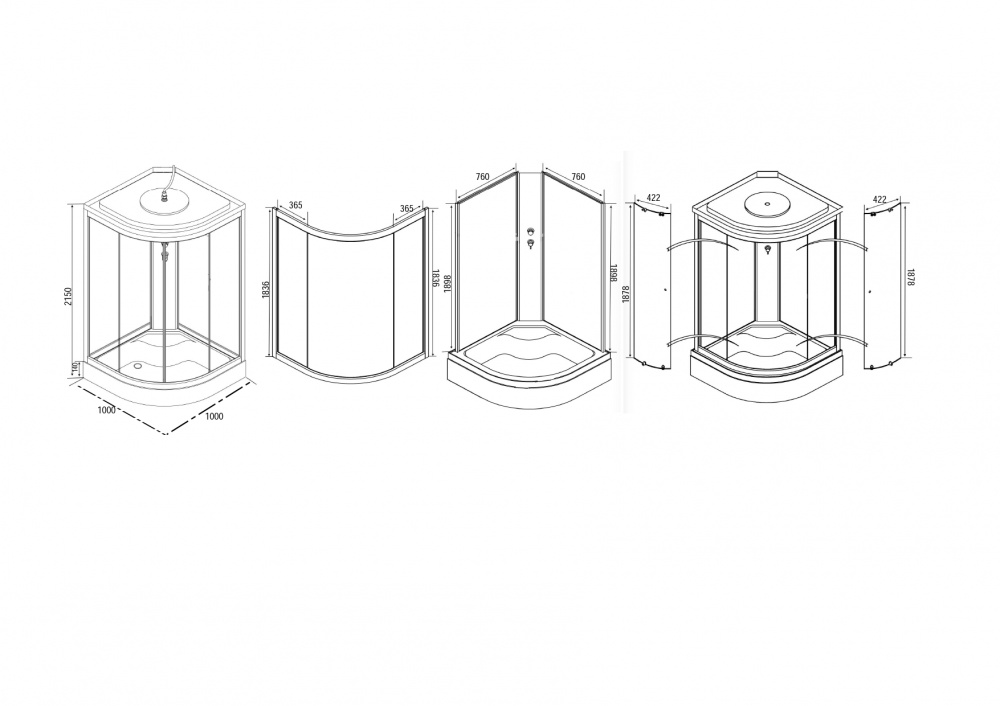 Душевой бокс Water House MODERN 100x100x215 см TM-881E-A (100)