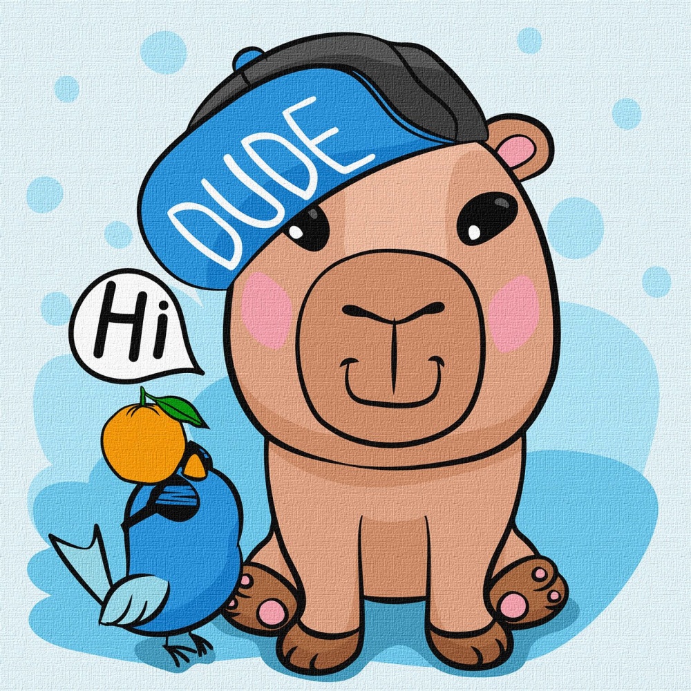 Картина за номерами Капібара в кепці 30х30 см Ideyka