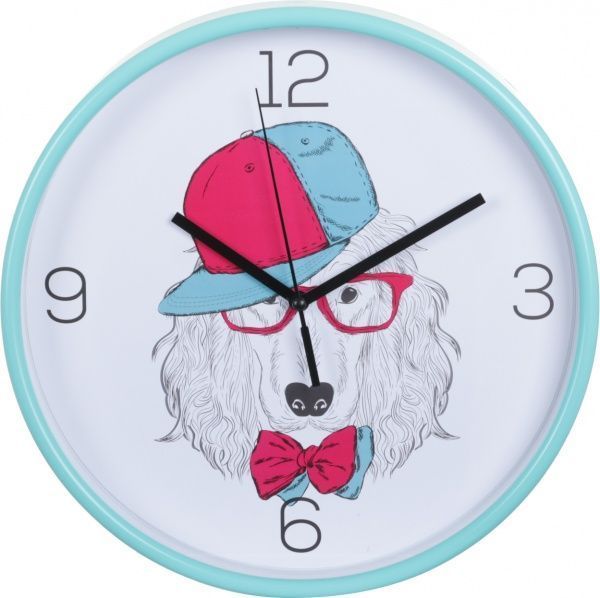 Часы настенные пластик, стекло, мятный, циферблат белый, 25,5x4,3 см