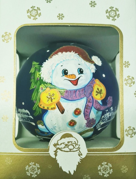 Куля сувенірна Сніговик 2 синій