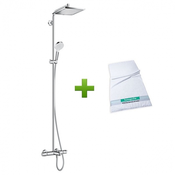 Душевая система Hansgrohe Crometta E 240 1jet Showerpipe 27298000 + полотенце