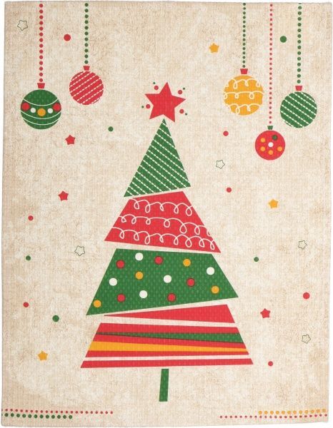 Рушник вафельний Christmas 45x60 см Прованс бежевий із малюнком 