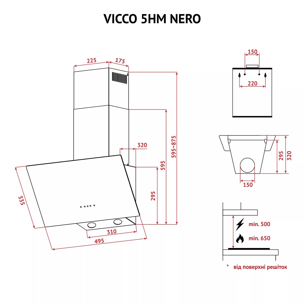 Вытяжка Perfelli VICCO 5HM NERO
