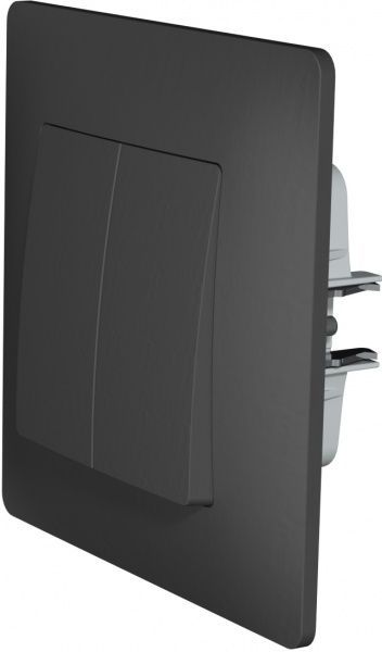 Выключатель двухклавишный Plank Electrotechnic Classic/Nordic без подсветки 10 А 250В антрацит PLK0121241