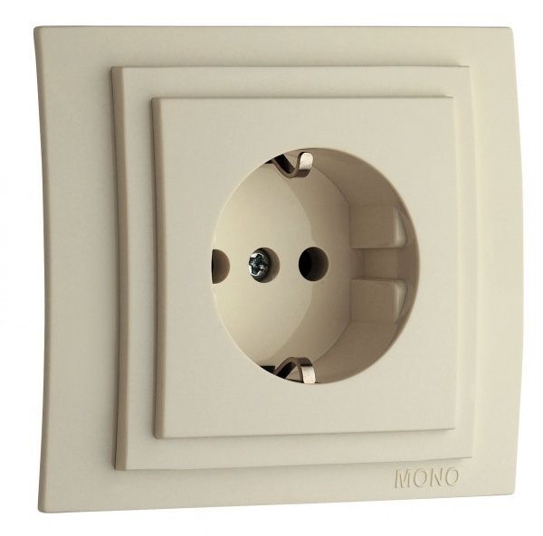 Розетка с заземлением Mono Larissa без шторок без крышки крем 103-171721-117