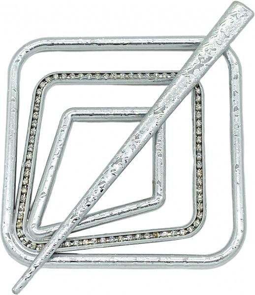 Заколка Квадрат Еліт 85х85 мм мокре срібло В0021-2а MISLT