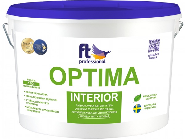 Краска акриловая FT Professional OPTIMA INTERIOR глубокий мат белый 5л 