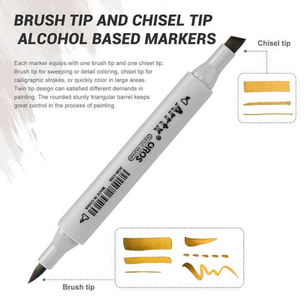 Набір спиртових маркерів Arrtx OROS ASM-03YL 40 кольорів, жовті відтінки LC302499 