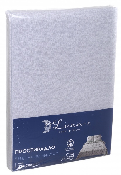 Простирадло 2.0 Basic Весняне листя преміум 220x240 см зелений Luna 