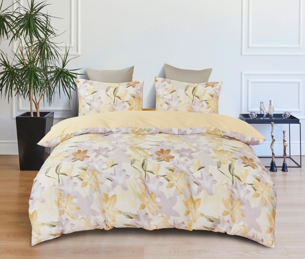 Комплект постільної білизни Roxana сімейний жовтий із білим La Nuit 