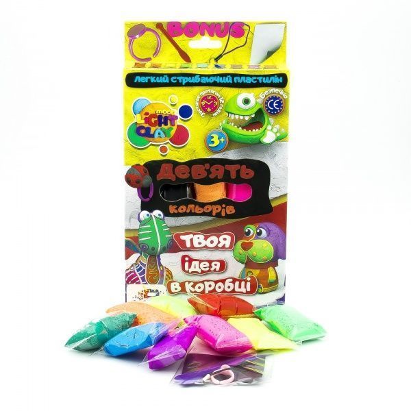 Пластилін легкий стрибаючий 9 кольорів Монстрики 70042 OKTO