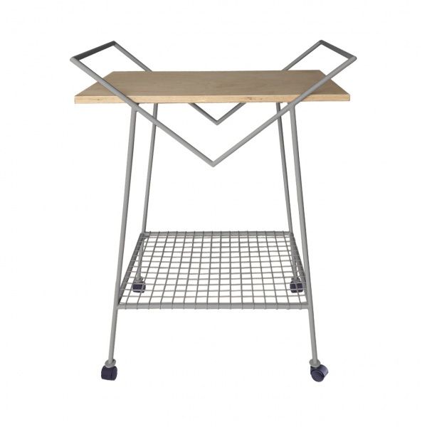 Сервировочный столик Cube серый / натуральный 550x350x700мм Woodville 