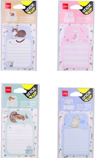 Блоки бумажные самоклеящиеся EA55802 Кот 76х50 мм 20 лист. Deli