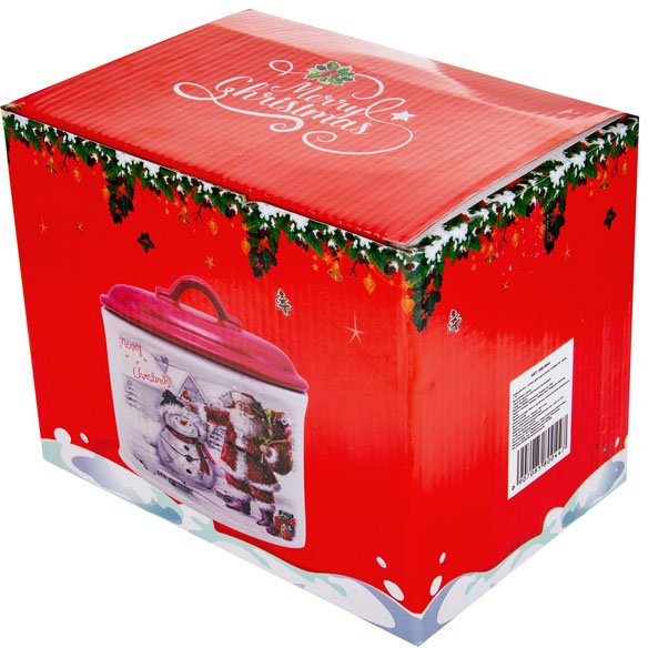 Банка з кришкою Новий рік. Дід Мороз зі сніговиком 18 см 1,7 л Lefard