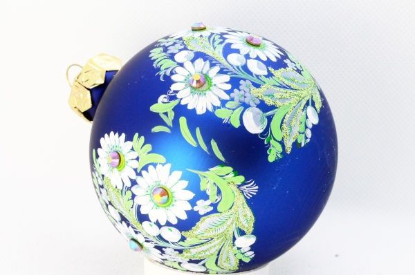 Набор елочных шаров Ромашки синие d80 мм 8 см 7 шт./уп. 