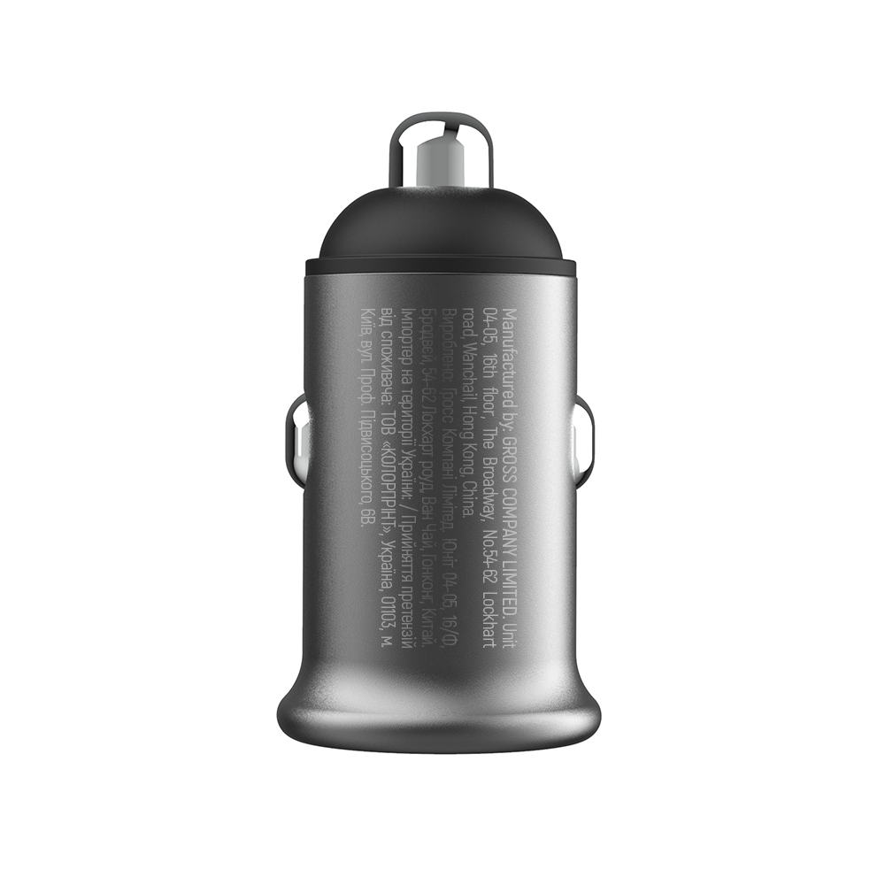 Автомобильное зарядное устройство ColorWay CW-CHA065PD-GR серый