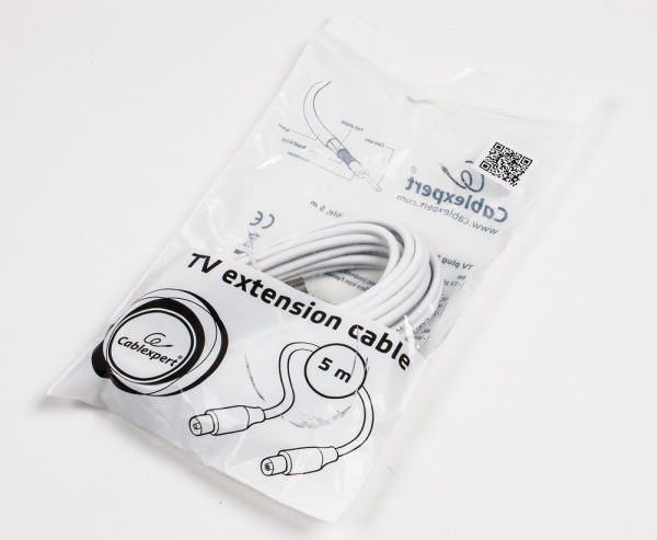 Подовжувач Cablexpert антенний 5 м білий (CCV-515-W-5M) 75 Ом 