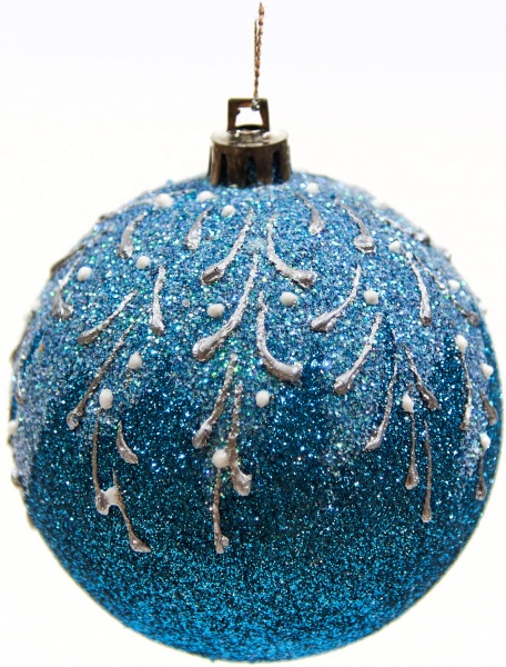 Шар новогодний Крилья 100 мм синий 7091