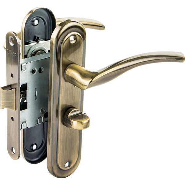 Замок врезной с ручками  Solo А-2005 WC AB WC 47,5 мм старая бронза/