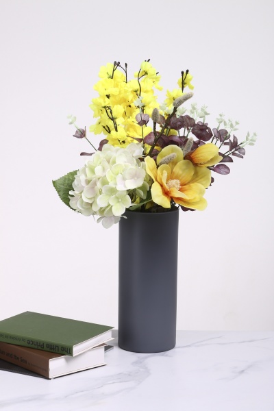 Ваза стеклянная Soft цилиндр 26,5 см серая 