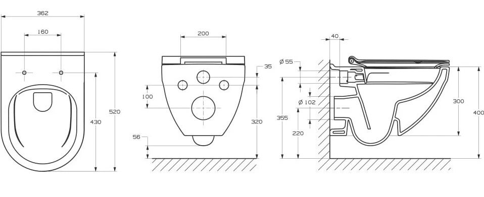Унитаз подвесной ROCA HEBE Round Rimless, с сиденьем SLIM slow-closing