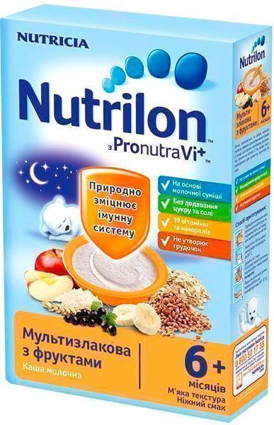 Каша молочная Nutrilon от 6 месяцев Мультизлакова з фруктами 5900852028298 225 г 
