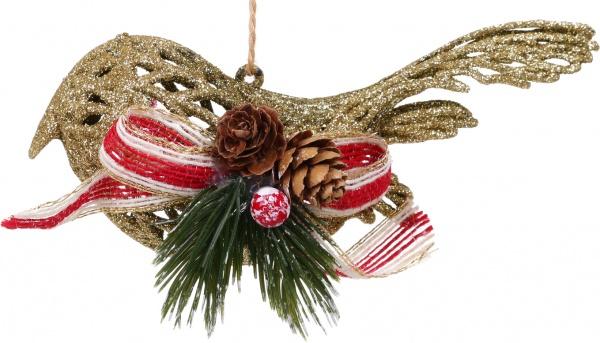 Декоративна підвіска Пташка з декором 15 см HFF206G золотий