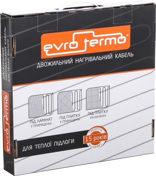 Нагревательный кабель Evro-Termo 15, 0,5 –0,8 кв.м